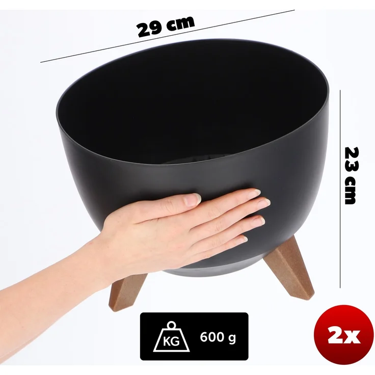 KADAX Blumentopfabdeckung Schaleneinsatz 29cm Schwarz 2 Stk – Bild 2