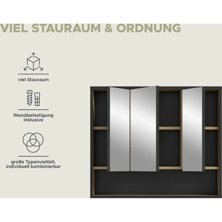 Bagno Spiegelschrank in Artisan Oak Nachbildung – Bild 9