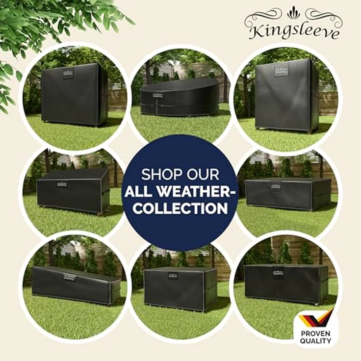 Kingsleeve Gartenmöbel-Schutzhülle, Wasserdicht und Winterfest, Abdeckplane für Gartenbank 134x66xH63/89 cm, reißfest und UV-beständig mit Belüftungsöffnung – Bild 9
