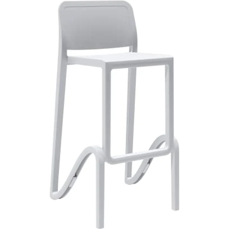 Gardenia Hocker, hoch, stapelbar, für Innen- und Außenbereiche, aus Polypropylen, Giano, Weiß, hergestellt in Italien, für Zuhause, Bar, Restaurant – Bild 2
