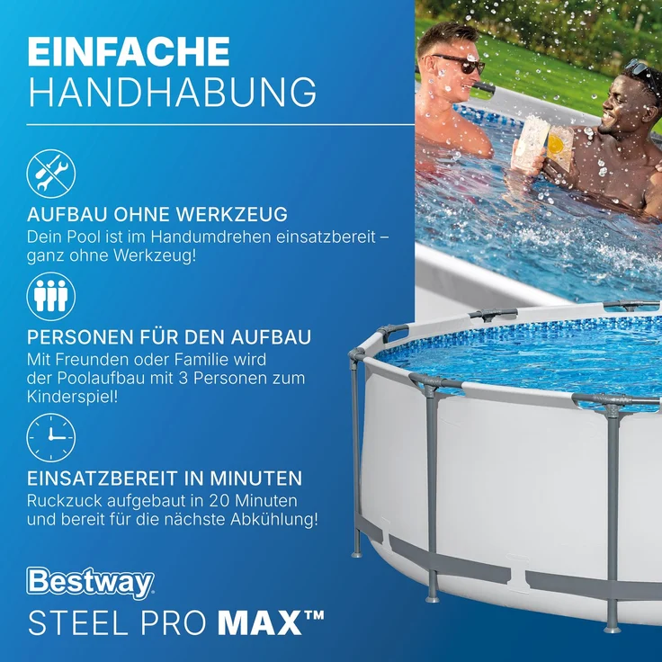 Steel Pro MAX™ Solo Pool ohne Zubehör Ø 366 x 100 cm, lichtgrau, rund – Bild 4