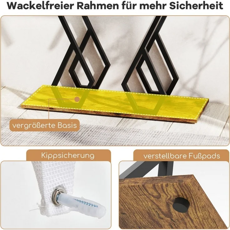 COSTWAY Konsolentisch, Marmor schmal, Metallrahmen in Schmetterlingsform Gold – Bild 3