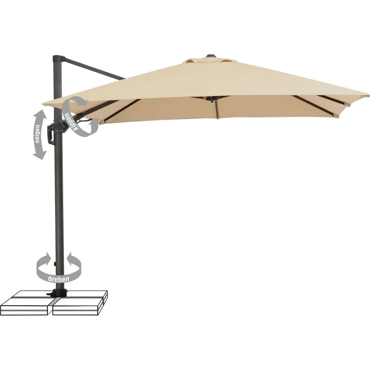 Schneider Schirme Ampelschirm, Rhodos Twist, Natural / Schwarz, 3x3 m – Bild 1