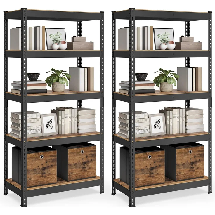 SONGMICS Schnelle Montage, Schwerlastregal 2er Set, Standregal, Lagerregal, Küchenregal, Regal, 5 Ablagen, 45 x 90 x 180 cm, bis 875 kg belastbar, für Keller, Küche, Arbeitszimmer, vintagebraun – Bild 1
