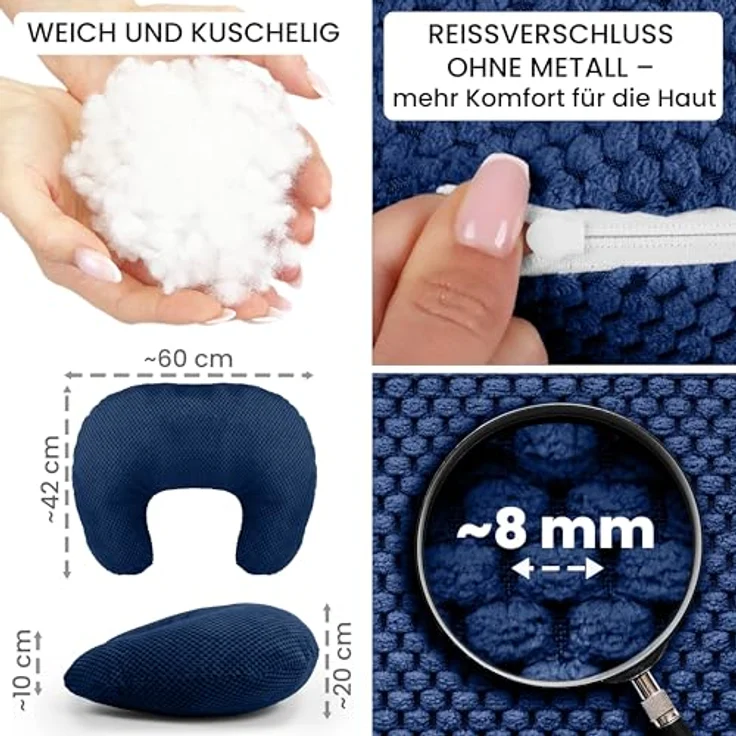 Amilian Stillkissen - Stillmond - Schwangerschaftskissen - Lagerungskissen, Schwangerschaftskissen klein - Kissen für Stillzeit - pregnancy pillow, mit Füllung und abnehmbarem Bezug - maschinenwaschbar – Bild 7