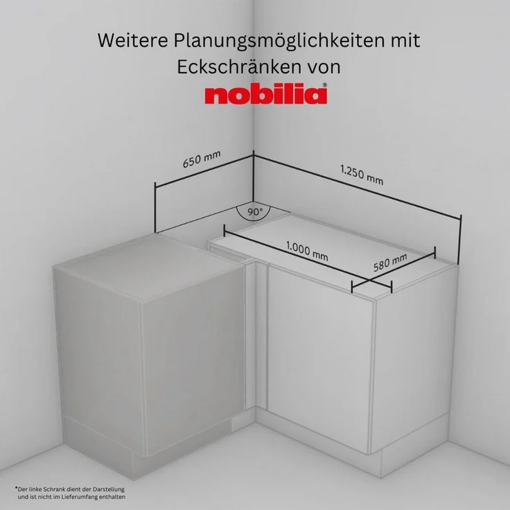 nobilia® Eckunterschrank "Cascada", vormontiert mit höhenverstellbaren Sockelfüßen, Breite 100 cm – Bild 3