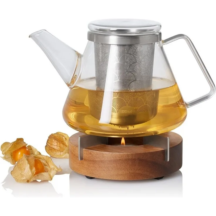 AdHoc Teekanne Set aus Teekanne Fusion und passendem Stövchen Tuto, 1 l, (Sparset, Tee-Set), hochwertiges Material & preisgekröntes Design