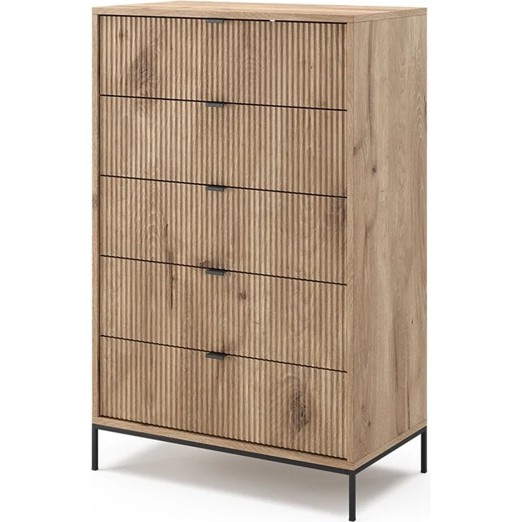 Kommode Eliza Viking Oak 76 x 120 cm mit 5 Schubladen Vicco – Bild 1