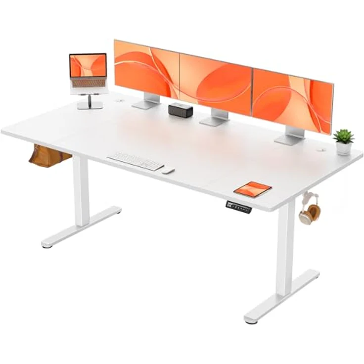 ErGear Elektrisch Höhenverstellbarer Schreibtisch 180x80 cm, Schreibtisch Höhenverstellbar mit 4 Memory-Funktion, Gaming Tisch mit Vierteilige Tischplatte – Bild 2