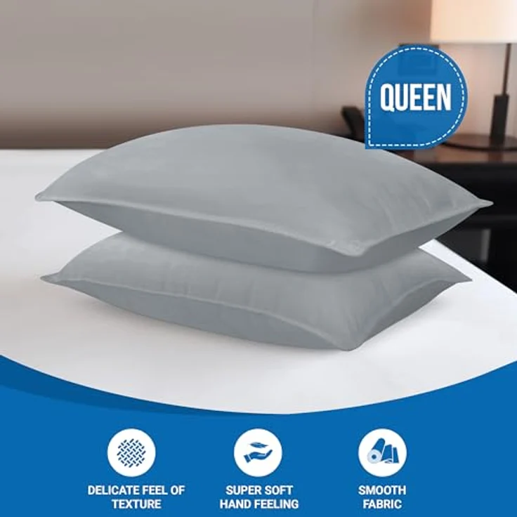 Utopia Bedding KopfKissen (2er Set), 50x70 cm Schlafkissen, Atmungsaktiv et Weich Kissen (Grau) – Bild 3