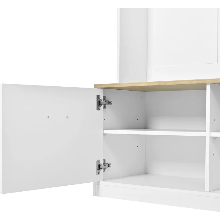 Garderobenset mit Sitzbank, Stauraum und 4 Haken, 105x40x180 cm, Natur/Weiß – Bild 8