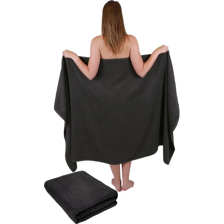 Betz Badetücher 2 Stück Badetuch groß XXL Saunatücher Strandtuch Dresden 100x200 cm, 100% Baumwolle (Set, 2-St), Farbe dunkelgrau – Bild 1