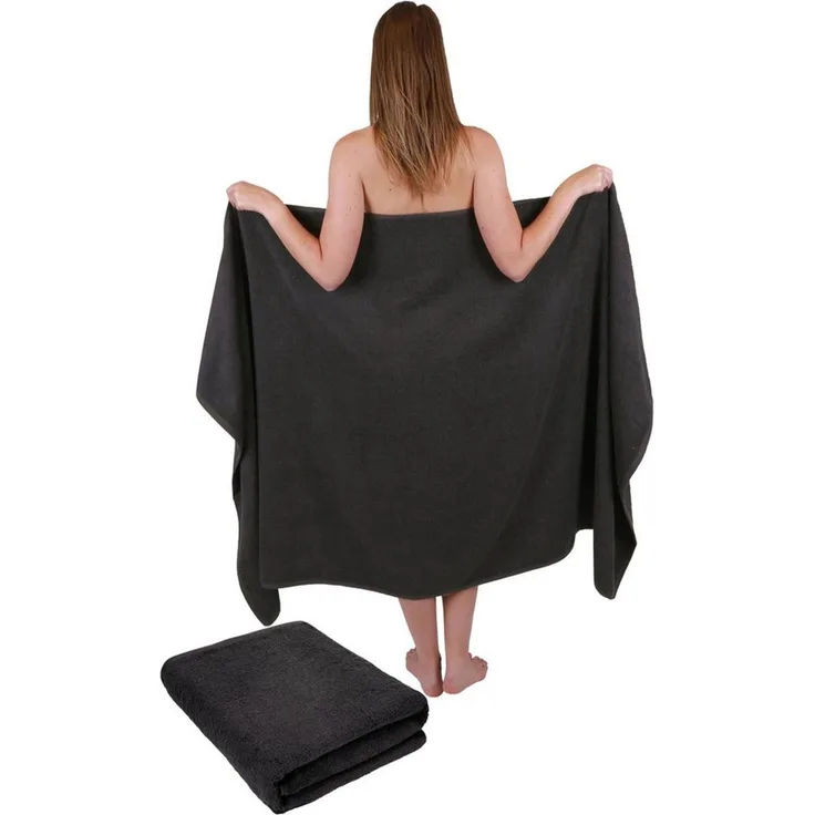 Betz Badetücher 2 Stück Badetuch groß XXL Saunatücher Strandtuch Dresden 100x200 cm, 100% Baumwolle (Set, 2-St), Farbe dunkelgrau