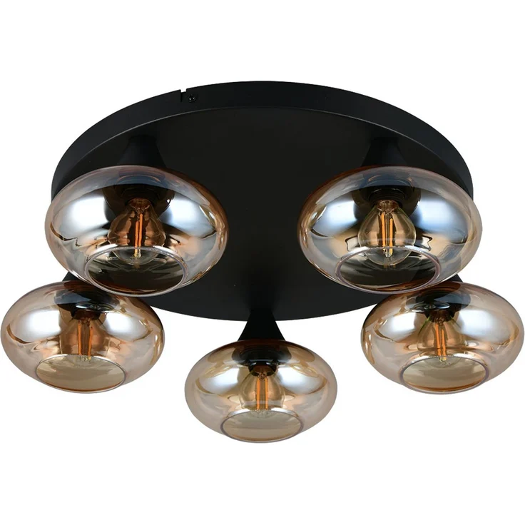 LED Deckenleuchte, Glas amber, schwarz, dimmbar, D 49 cm – Bild 6
