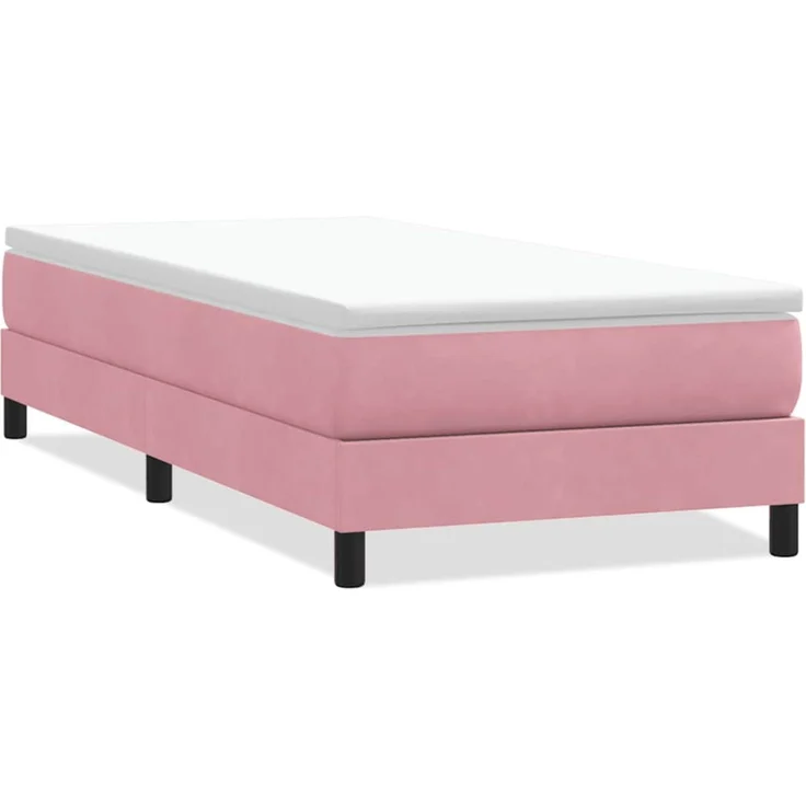 vidaXL Boxspringbett ohne Matratze Rosa 90x220 cm Samt 3315860 – Bild 2
