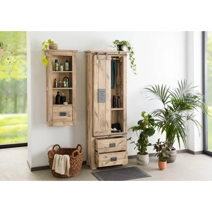 Schrank Mango 70x35x195 whitewash lackiert RAILWAY #384 – Bild 3