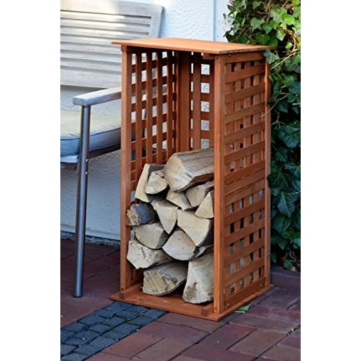 dobar® 29097FSC Kaminholzregal Kompakt | Brennholzregal Massivholz | Kleiner Kaminholzunterstand 0,08 m³ | Feuerholzregal für den Innenbereich | 39 x 39 x 85 cm | Braun – Bild 5