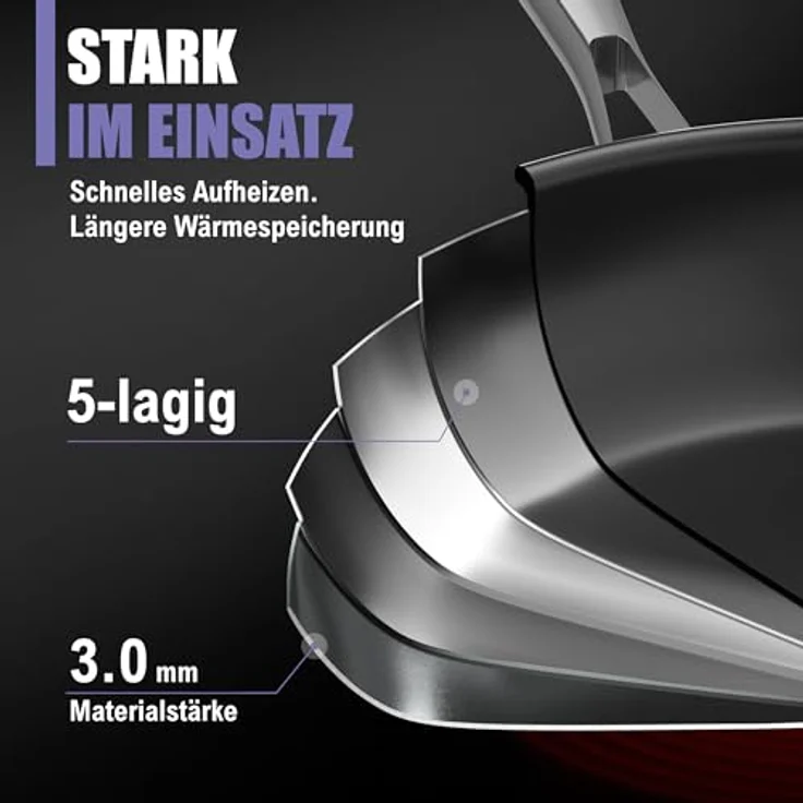 Morleos Keramikbratpfanne Ø 32cm, 5-Schicht, Edelstahl, backofenfest, spülmaschinengeeignet, Antihaft – Bild 3