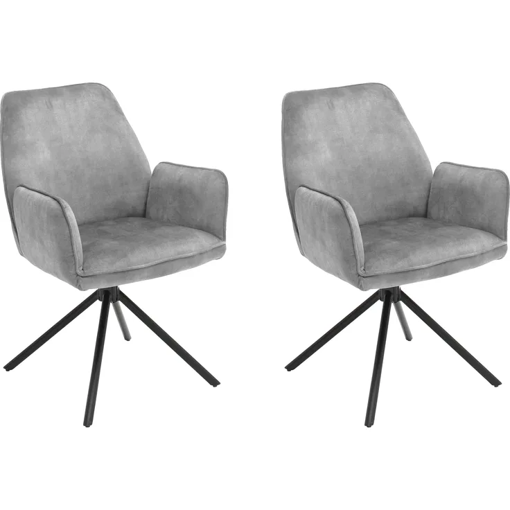 Polsterdrehstuhl >Ottawa< (2-er Set) in Grau aus Metall - 60x89x64cm (BxHxT)