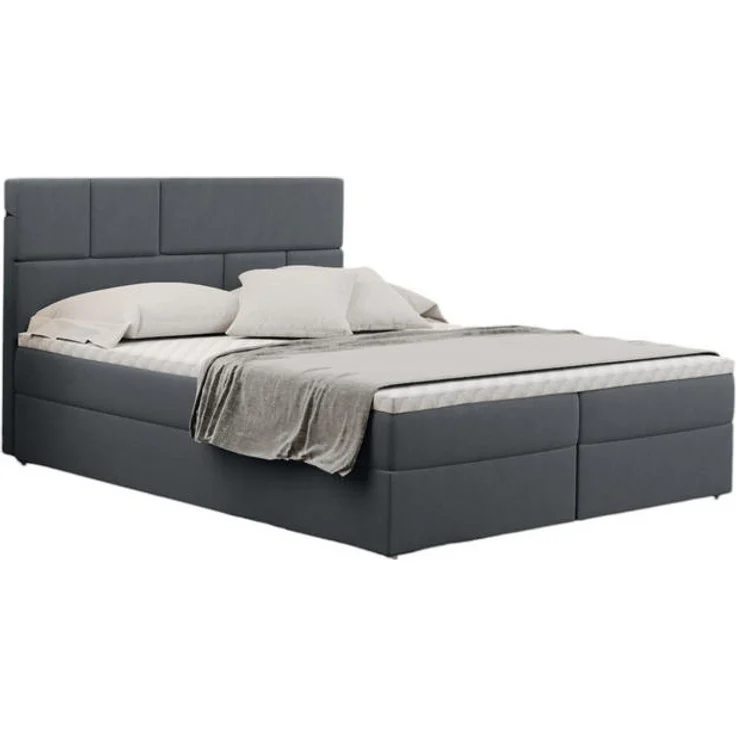 Kaiser Möbel Boxbett Bali, Grau, mit Bettkasten, Bonellmatratze H3, Höhe 20 cm, 200x200 cm