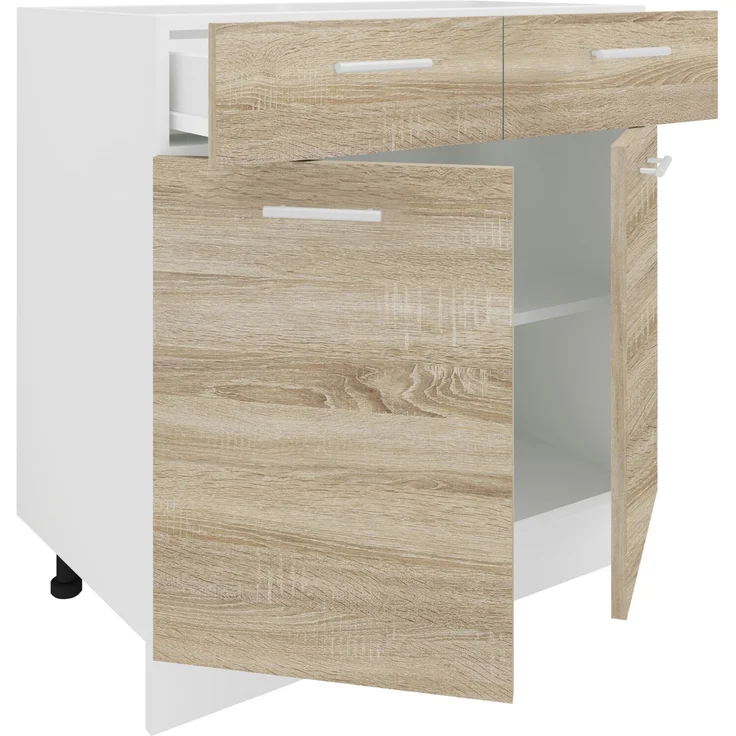 VCM Küchenmöbel Unterschrank Esilo 918641 Weiß / Sonoma-Eiche H. 82 x B. 80 x T. 46 cm – Bild 2