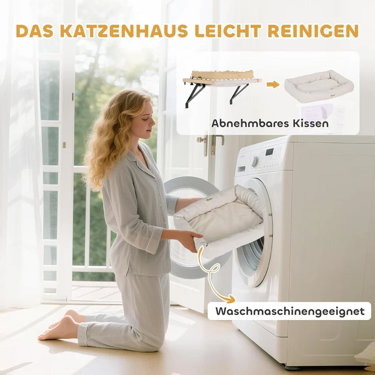 PawHut Tierbett 50x36 cm Katzenhängematte mit verstellbarer Halterung, Polyester, mit abnehmbarem, maschinenwaschbarem Kissen, für Katzen unter 6 kg – Bild 5
