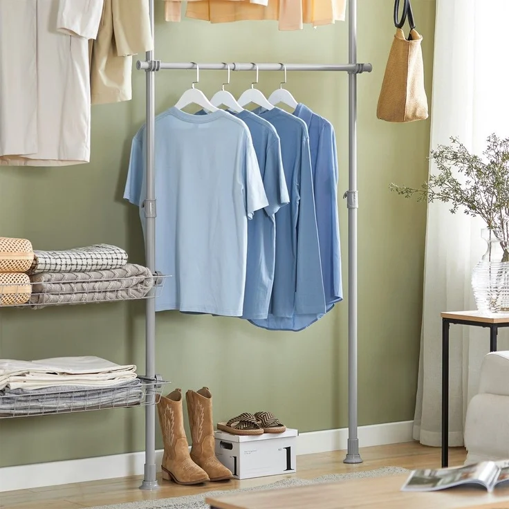 SoBuy KLS04-HG Garderobenständer, Metall, Pulverbeschichtung, Grau, 62 x 200 x 75 cm – Bild 5