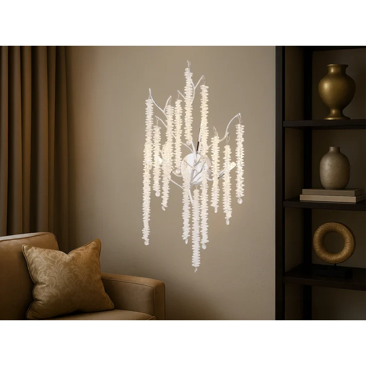 Ausgefallene LED Wandlampe Silber Chrom mit Kristall, Höhe 60cm – Bild 7