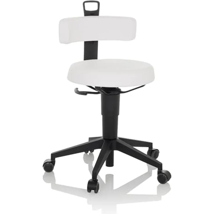 hjh OFFICE Balancestuhl höhenverstellbar TOP Work Flex PU beweglicher Arbeitshocker mit Rückenlehne, Kunstleder Weiß – Bild 2