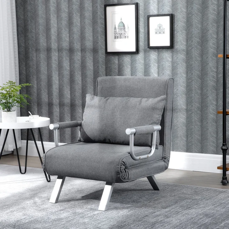 JARDJ Relaxsessel Liegesessel Sessel, Liegefunktion, Gästebett, 65 cm x 69 cm x 80 cm, Grau – Bild 3
