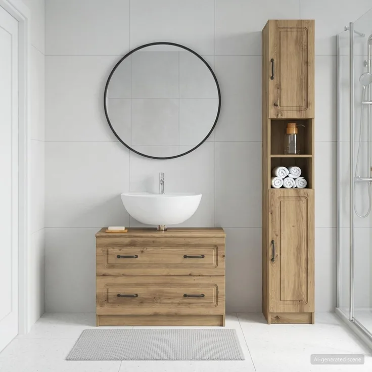 vidaXL 2-teiliges Badezimmer Schrank Set UTRECHT Artisan-Eiche 3417575