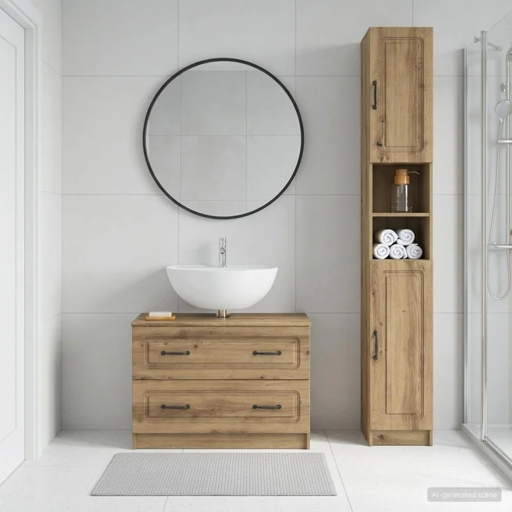 vidaXL 2-teiliges Badezimmer Schrank Set UTRECHT Artisan-Eiche 3417575 – Bild 1