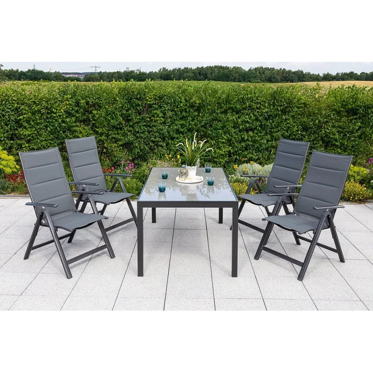 MERXX Garten-Essgruppe Taviano, (Set, 5-tlg), 4 Klappsessel, 5-fach verstellbar
