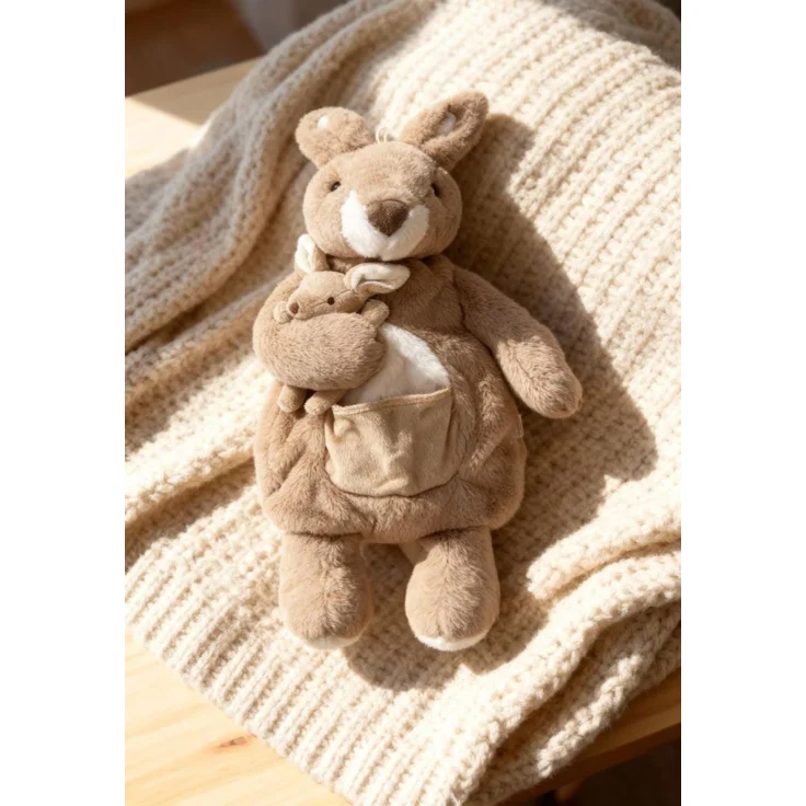 Kuschelfamilie „Känguru Pearl & Baby Pollie“ mit 0,8 L Wärmflasche & Kirschke. – Bild 2