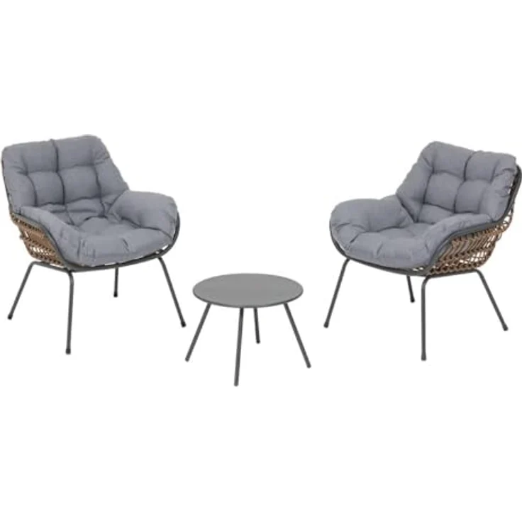 Hespéride – Paopao 3-teiliges Duo-Gartenlounge-Set – Graphit, Kunstharz, korrosionsbeständiger Stahl, inklusive Kissen – Für Balkon, Terrasse, kleine Flächen – Bild 2
