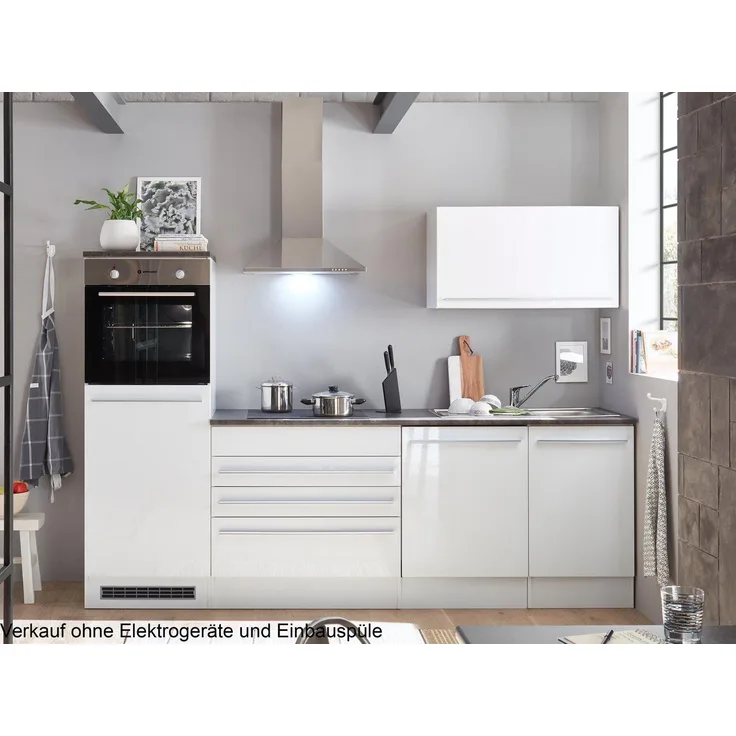 Küchen-Set >Jamesy< in Weiß matt - 260x200x60cm (BxHxT)