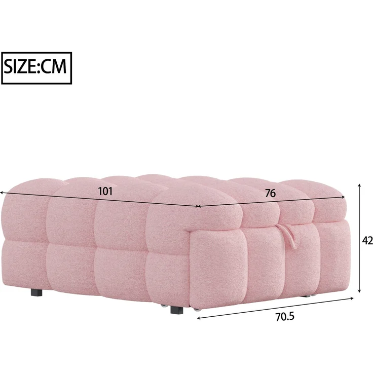 ZUBALIYA Schlafsofa, Bouclé-Bezug, Ausziehbett, Rosa – Bild 6
