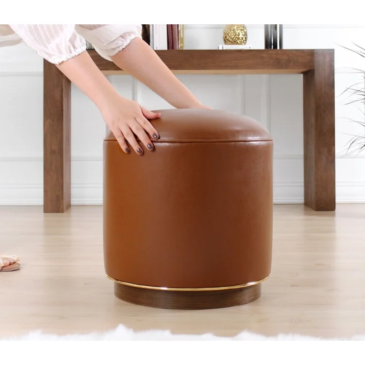 Hanah Home 'Milotte - Camel' Pouffe, Kamel, 42 x 43 x 42 cm – Bild 4