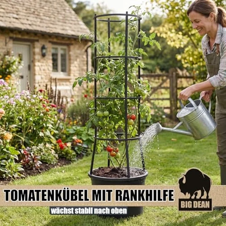 BigDean Pflanzkübel Tomatentopf mit Rankhilfe XL (Set, 2 St, Tomatentopf + Rankhilfe), Integrierter Wasserspeicher, Modulares Rankgitter, Wiederverwendbar – Bild 2
