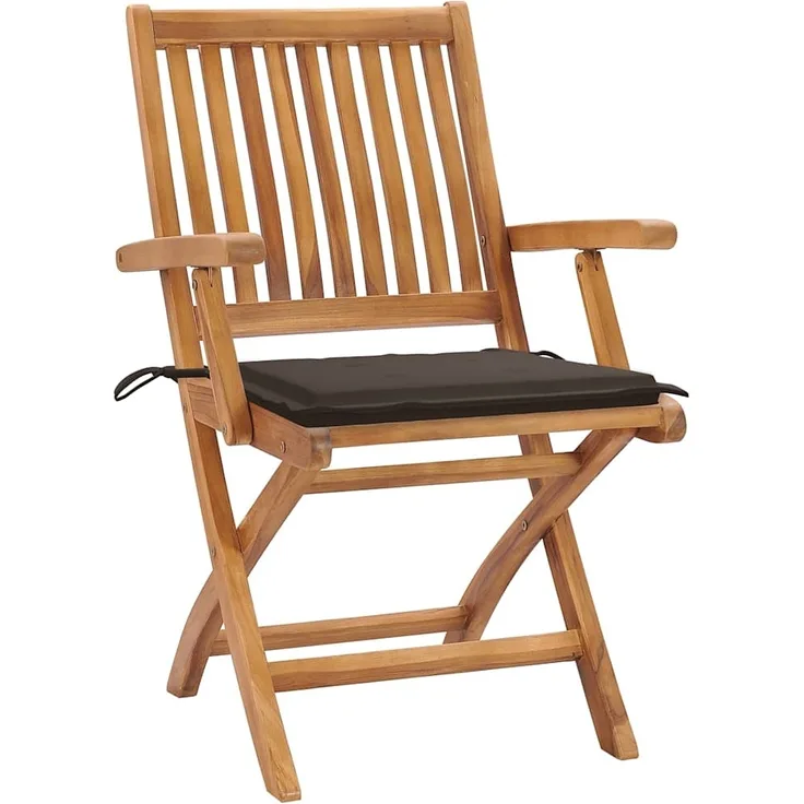 vidaXL Klappbare Gartenstühle mit Kissen 4 Stk. Massivholz Teak 3072731