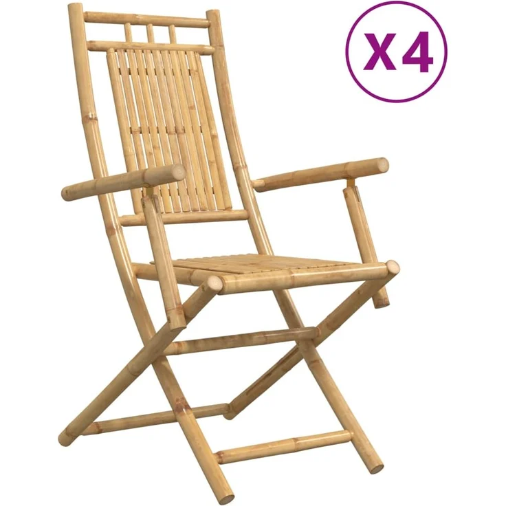 vidaXL Gartenstühle 4 Stk. Klappbar 53x66x99 cm Bambus 3278514 – Bild 1