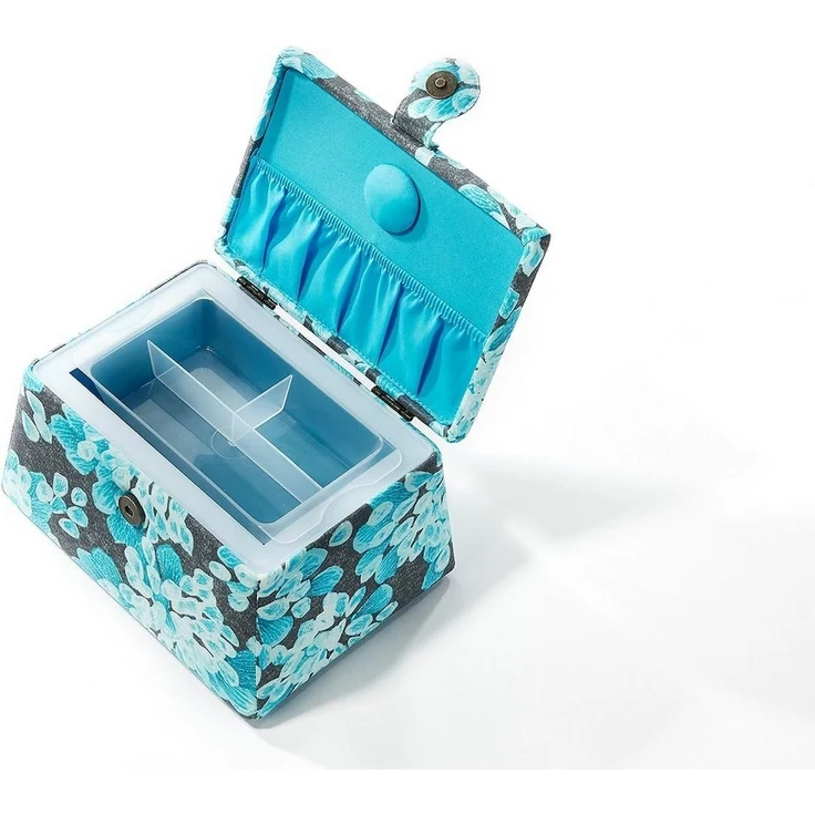 Kobolo Nähkorb Nähkästchen Trapezform in Grau und Türkis (grau und türkis) – Bild 2