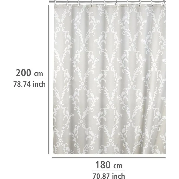 WENKO BAROQUE Duschvorhang 180 x 200 cm, Beige, waschbar – Bild 2