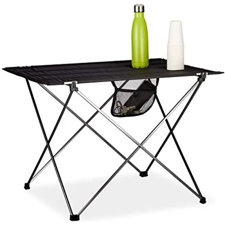 Relaxdays Campingtisch klappbar mit Tasche leicht Outdoor Klapptisch Camping HBT 51 x 735 x 545 cm Aluminium schwarz
