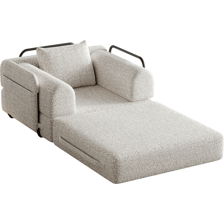 Schlafsofa mit Armlehnenfach & Stahlrahmen, umwandelbar Einzelsitz Sofa Bett mit rutschfester Unterlage,khaki – Bild 6