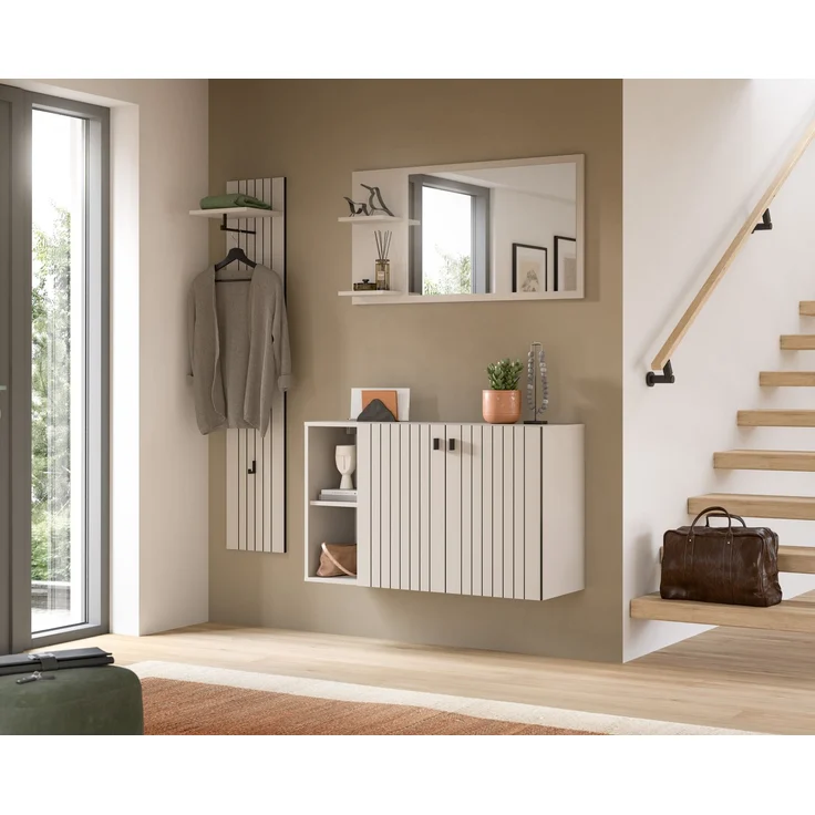 Garderobenkombination (B/H/T: 152x192x37 cm) in Kaschmir Nachbildung – Bild 5