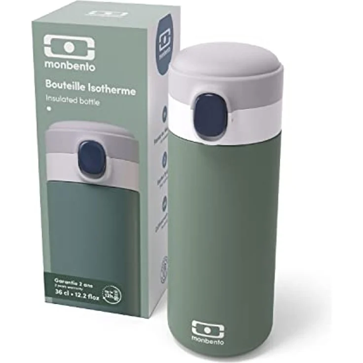 Monbento Trinkflasche Kinder Trinkflasche POP Grün 360ml Edelstahl Isotherm Auslaufsicher – Bild 7