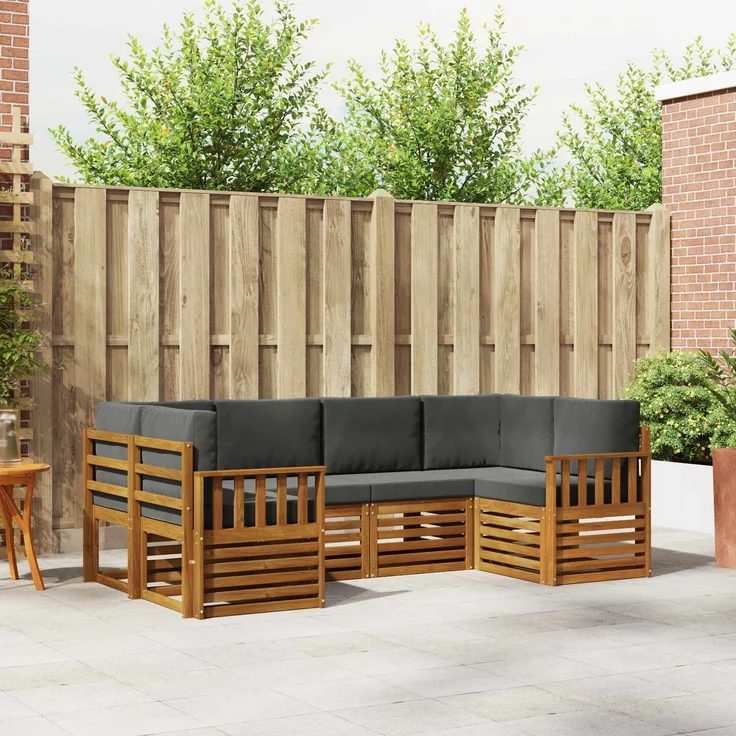 vidaXL Outdoor-Sofagarnitur 6 stk. 6-Sitzer Natur und Anthrazit 3375362 – Bild 1