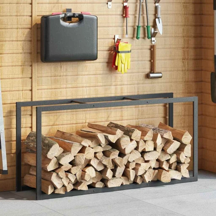 vidaXL Brennholzregal Schwarz 55x30x116 cm Stahl 4018465 – Bild 3