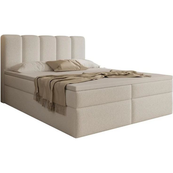 Compleo Boxspringbett COZYS mit 2 Bettkasten, Bonell-matratze und Topper als Option (TOPSELLER, MADE IN EU), Doppelbett boucle, Elegant Schlafzimmer – Bild 1